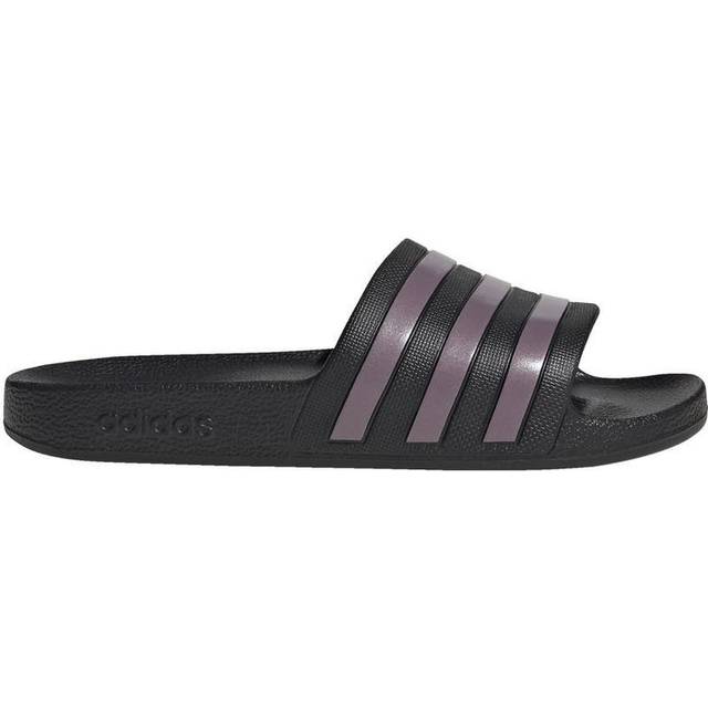 adidas Womens Adilette Aqua Slide Sandal  BlackMatte Purple MetallicBlack  7