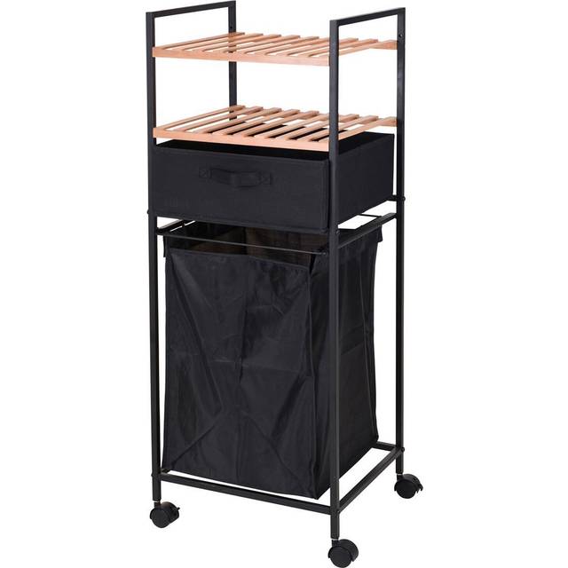 Bathroom Solutions reol med 2 hylder og vasketøjskurv 109 cm bambus