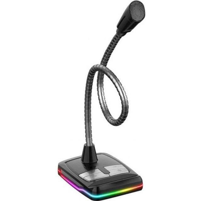 Varr Gaming USB Microphone with Stand, Adjustable 360°, Control panel (on/off, volume and backlight), Microphone sensitivity -58±2dB and omnidirectional, Popular USB-A connection, Black, Cable 1.5m