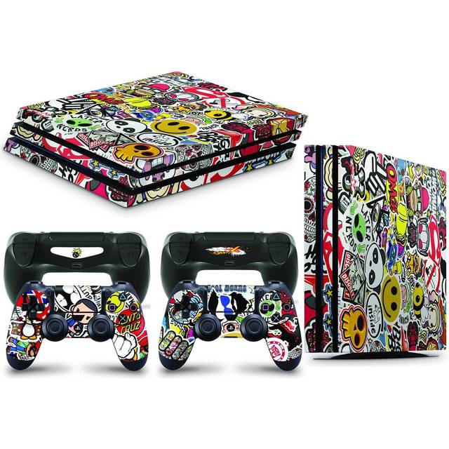 giZmoZ n gadgetZ PS4 PRO Console STICKERBOMB Skin Decal Vinal Sticker + 2 Controller Skins Set