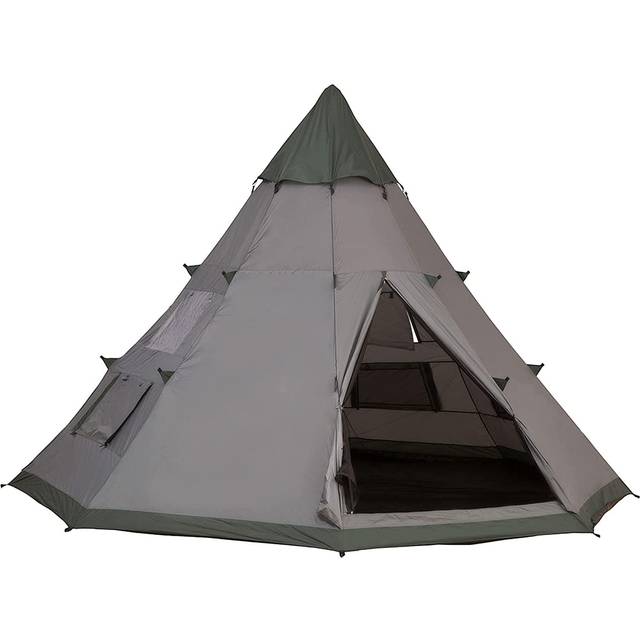 Outsunny 6 Men Tipi Tent - Olive Green, Grey