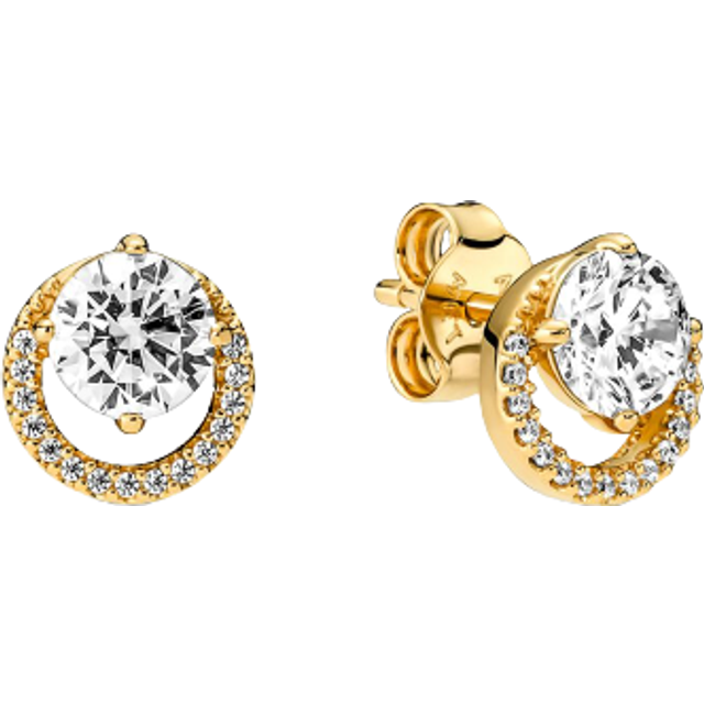 Pandora Gold Sparkling Round Halo Earrings