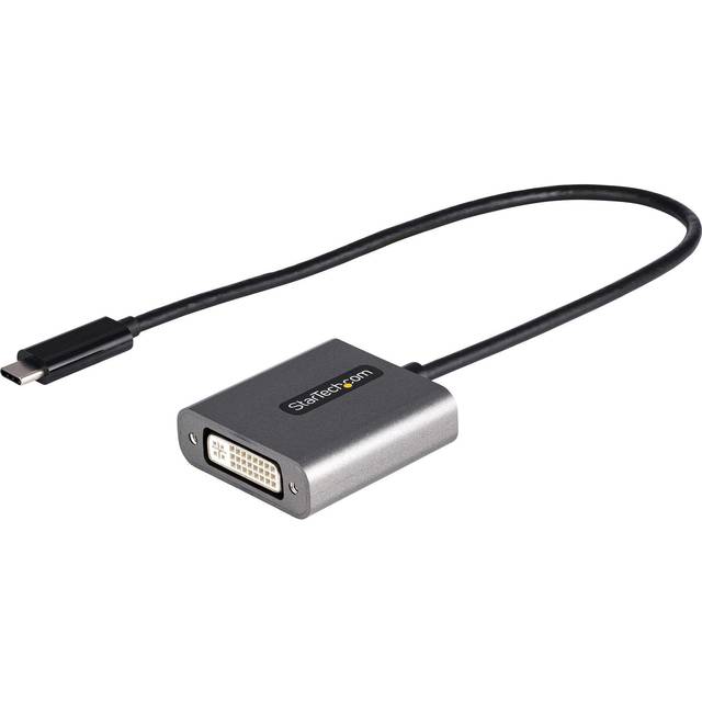 StarTech.com USB-C till DVI-adapter – 1920 x 1200p – USB-C till DVI-D – USB-C dongel – USB typ C till DVI-bildskärmsadapter – videoomvandlare – Thunderbolt 3 kompatibel – 30 cm kabel (CDP2DVI silver