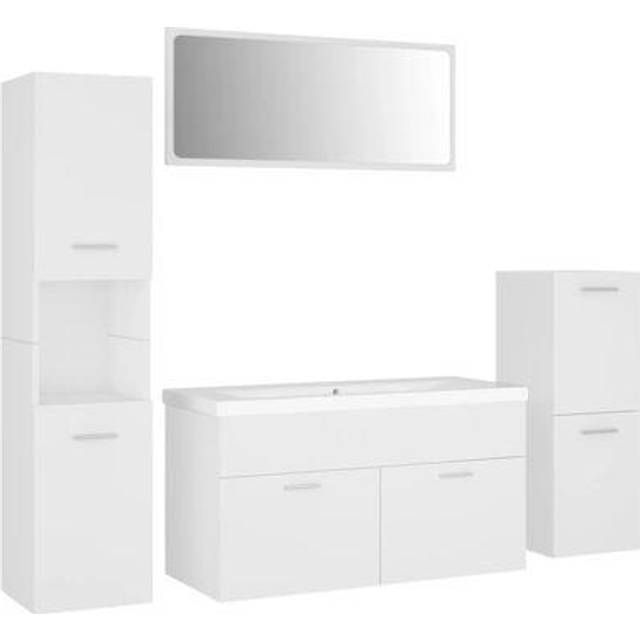 vidaXL Bathroom Furniture Set White Engineered Wood