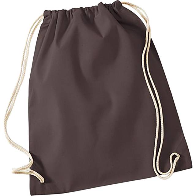 (One Size, Chocolate) Westford Mill Cotton Gymsac Bag - 12 Litres