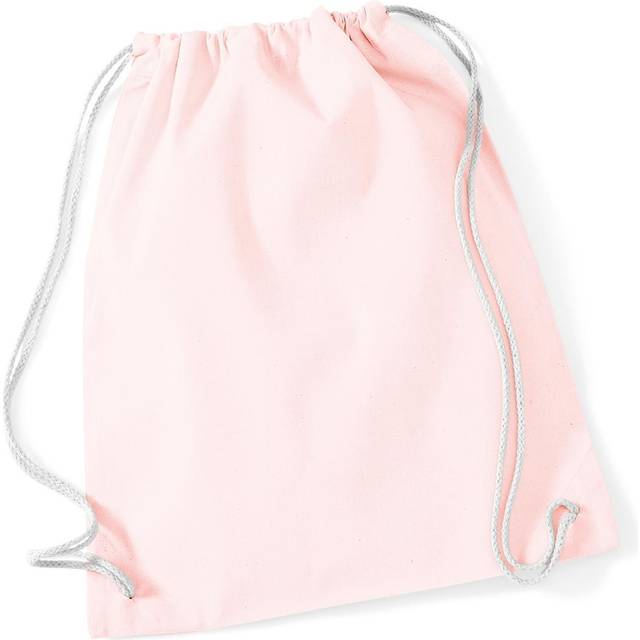 (One Size, Pastel Pink/White) Westford Mill Cotton Gymsac Bag - 12 Litres (Pack of 2)