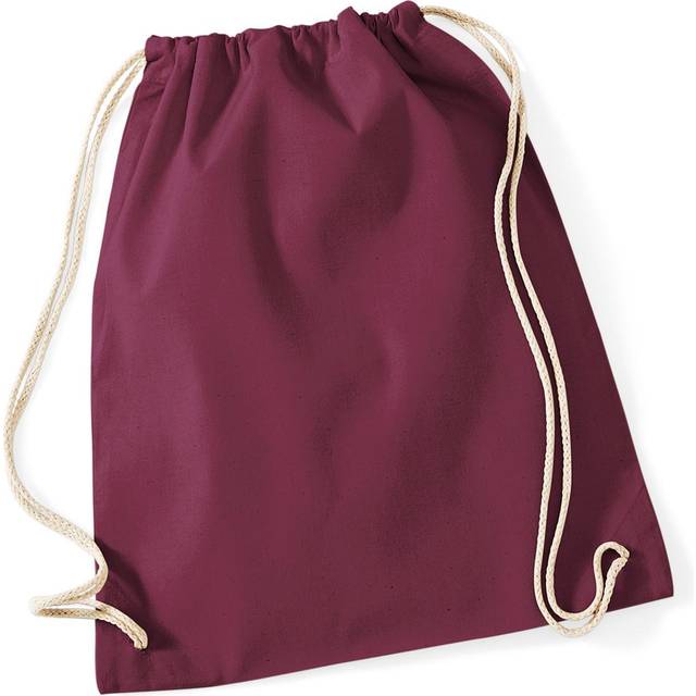 (One Size, Burgundy) Westford Mill Cotton Gymsac Bag - 12 Litres (Pack of 2)
