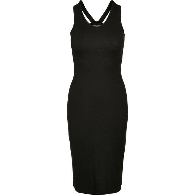 Women's sleeveless ribbed mid-length dress Urban Classics - Noir