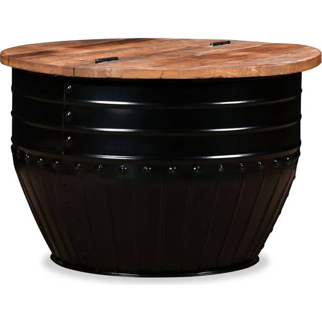 (white) vidaXL Solid Reclaimed Wood Coffee Table Barrel Shape Plant Stand Home Table