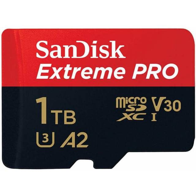 SanDisk 1 TB Extreme PRO microSDXC-kort + SD-adapter + RescuePRO Deluxe, upp till 200 MB/s, med A2 app-prestanda, UHS-I, klass 10, U3, V30