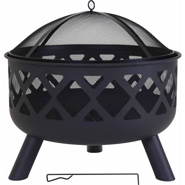 Charles Bentley Round Steel Fire Pit - Black, Black