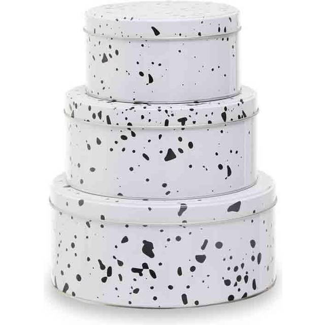 Set of 3 size stacking speckled food storage tins cake accessory container