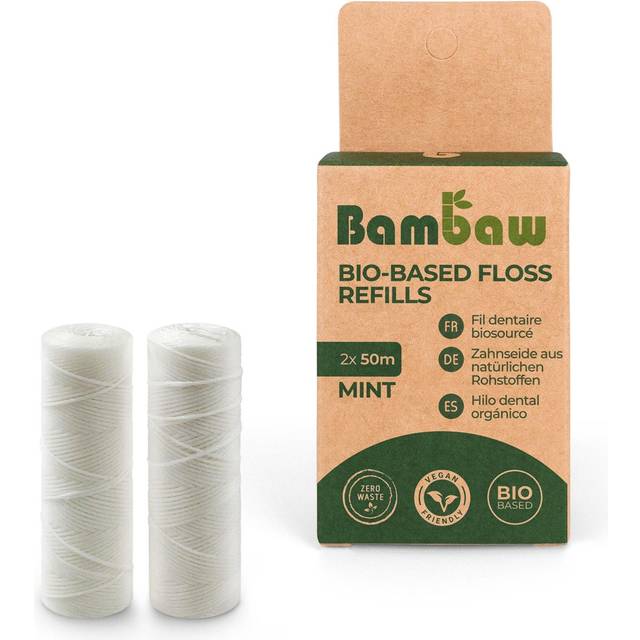 Bambaw Eco Refill Vegan Dental Floss | PLA Natural Floss with Corn Starch | Refillable Tooth Floss | Organic Dental Tape | Non Plastic Dental Floss |