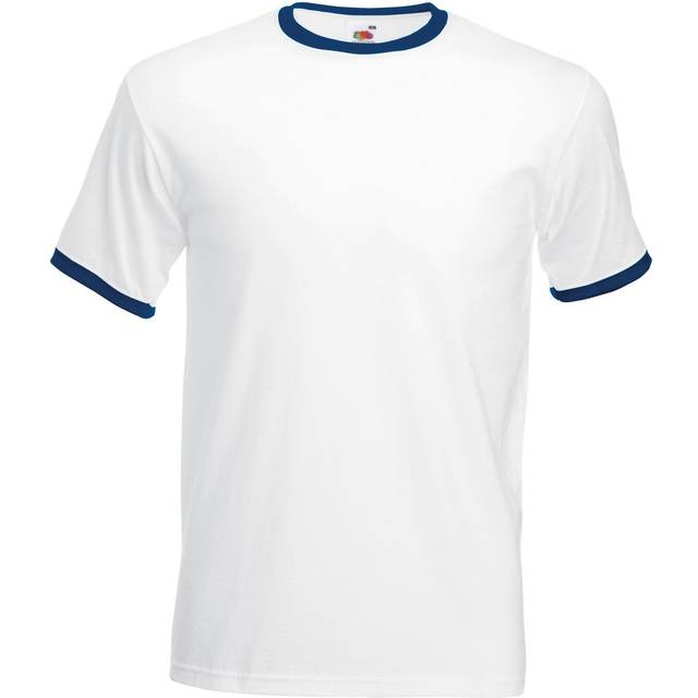 Mens Ringer Short Sleeve T-Shirt - BC342 - White/Navy / L / White/Navy