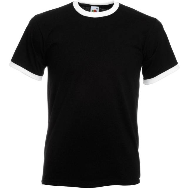 Mens Ringer Short Sleeve T-Shirt - BC342 - Black/White / XL / Black and White