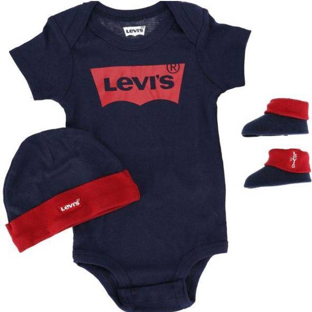 Levi's, Sets, unisex, Blue, 6 M, Baby Batwing Onesie Hat and Bootie Set