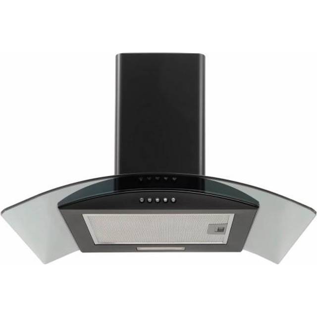 electriQ 60cm Curved Glass Cooker Hood - Black