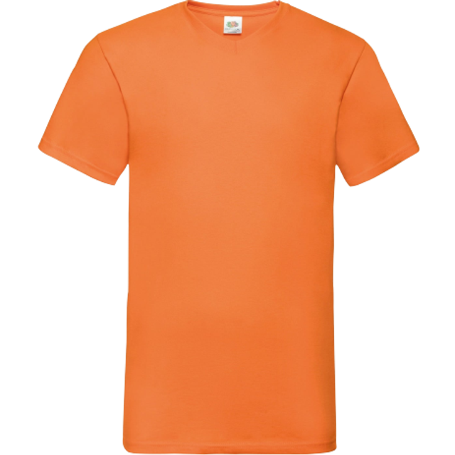 (L, Orange) Fruit Of The Loom Mens Valueweight V-Neck, Short Sleeve T-Shirt