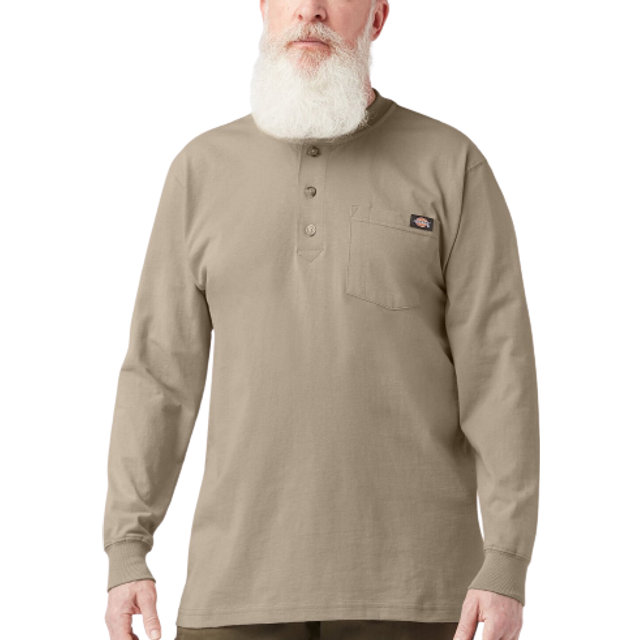 Dickies mens Big-tall Long-sleeve Heavyweight henley shirts  Desert Sa