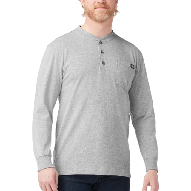 Dickies Mens Long Sleeve Heavyweight Henley  Heather gray  X-LargeTall