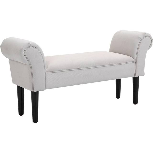 Flannel Upholstered Bed-End Bench Stool Grey - Home Living | TJ Hughes