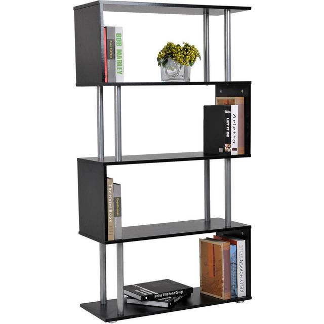 Wooden S Shape Storage Unit Bookshelf Lounge Display Room Divider-Black - Home Living | TJ Hughes Black