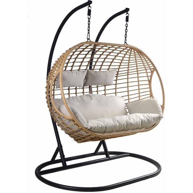 Charles Bentley Double Hanging Swing Chair - Natural, Grey
