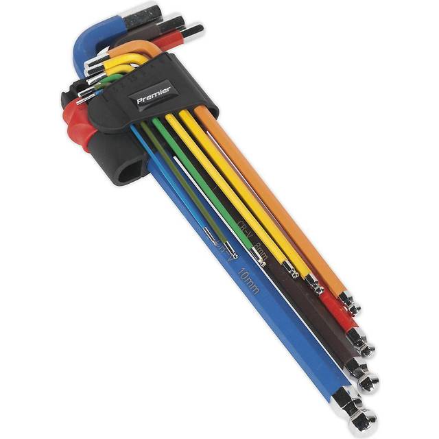 Sealey AK7191 Ball-End Hex Key Set 9pc Colour-Coded Extra Long Metric