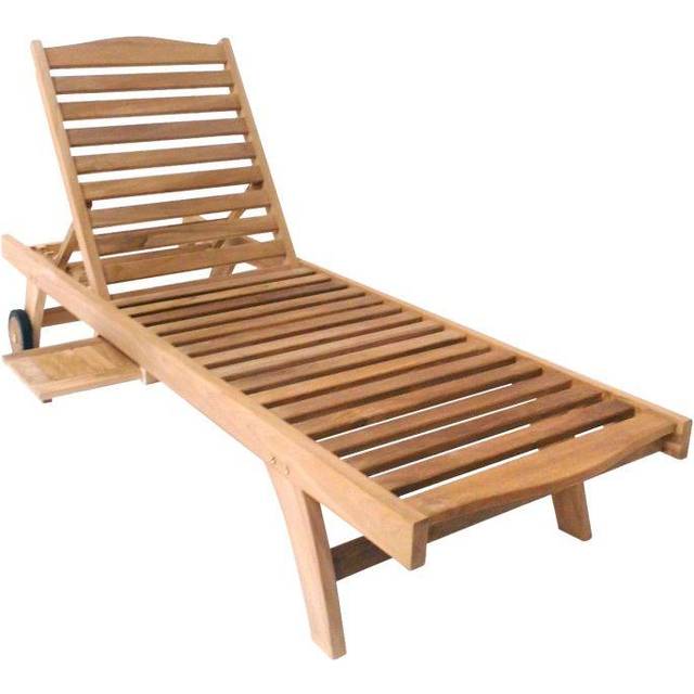 Charles Bentley Wooden Reclining Sun Lounger, Brown