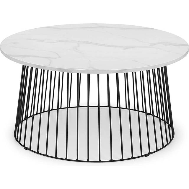 Broadway Round Coffee Table, White Faux Marble