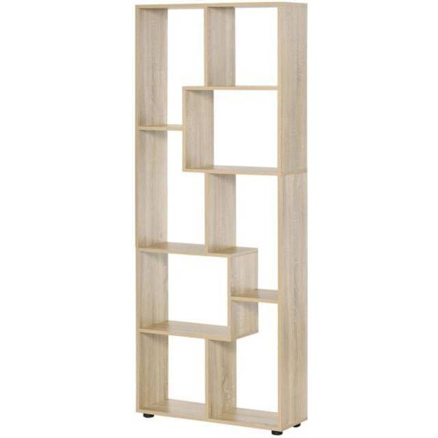 HOMCOM Tall Shelving Bookshelf Unit - Oak | TJ Hughes
