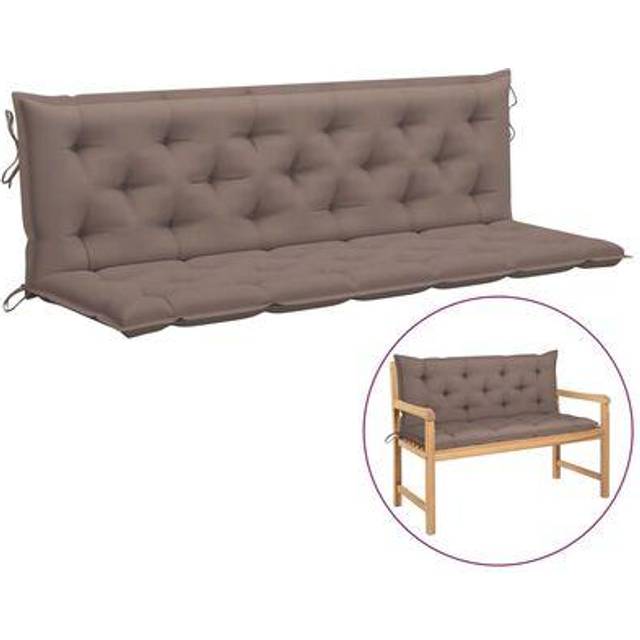 Bänkdyna för trädgården taupe 180x(50+50)x7 cm oxfordtyg