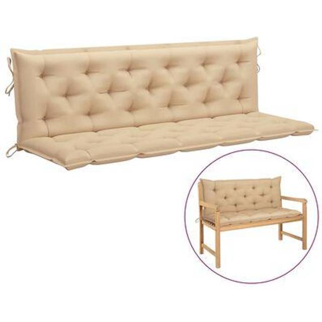 Bänkdyna för trädgården beige 180x(50+50)x7 cm oxfordtyg