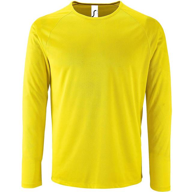 (XL, Neon Yellow) SOLS Mens Sporty Long Sleeve Performance T-Shirt