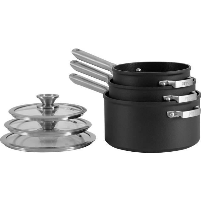 Ninja Foodi Zerostick 3 Piece Stackable Aluminium Saucepan Set - Multi - 52.60 x 35.10 x 20.50cm