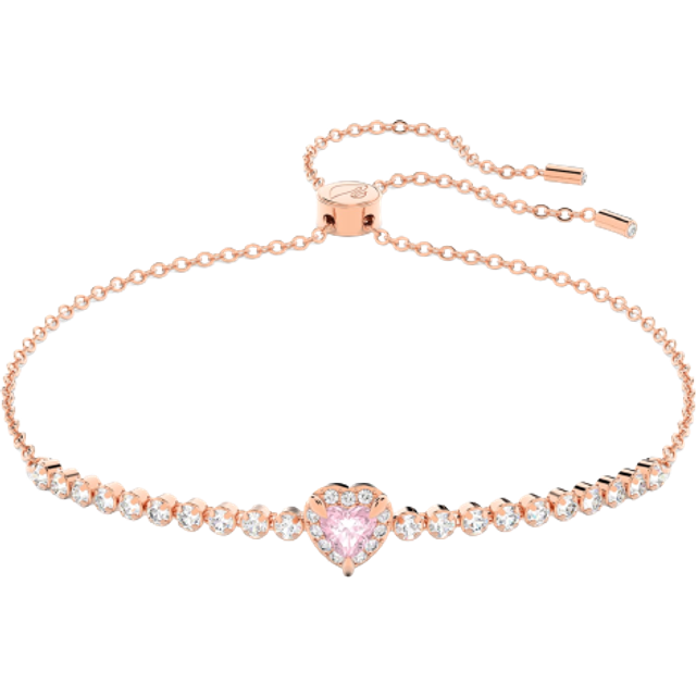 One bracelet, Heart, Pink, Rose gold-tone plated - OS
