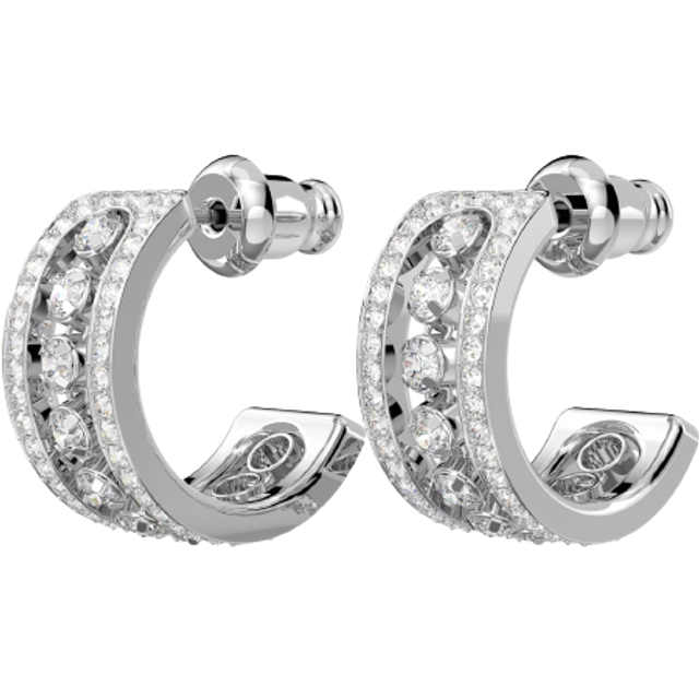 Further hoop earrings, White, Rhodium plated - OS