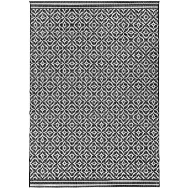 Asiatic - Patio Diamond Flatweave Garden Kitchen Indoor Outdoor Mono Black Rug Floor Mat Medium 120 x 170 cm (4'x5'6')