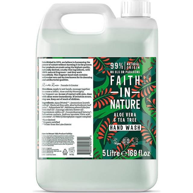 Faith in Nature Aloe Vera &amp; Tea Tree Hand Wash Refill - 5 Litre