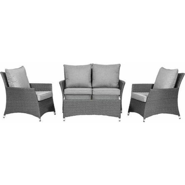 Paris 4 Seater 4pc Lounging Coffee Set 2 Seater Sofa, 2 Armchairs With Coffee Table Including Cushions