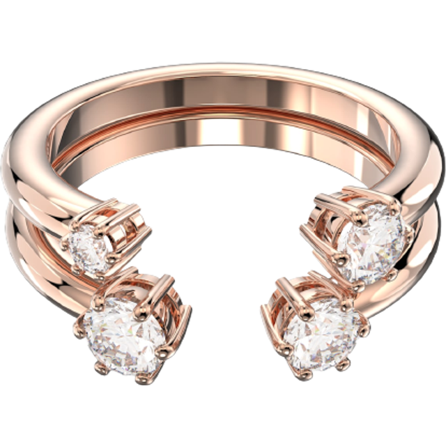 Constella ring, Set (2), Round cut, White, Rose gold-tone plated - 52