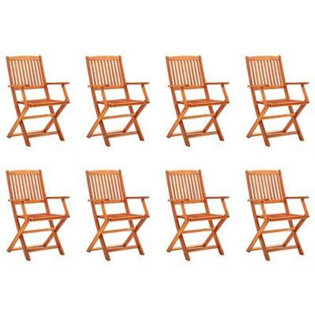 Vidaxl Folding Garden Chairs 8 Pcs Solid Eucalyptus Wood
