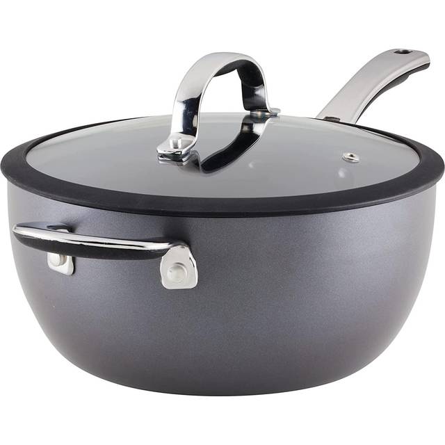 4.5-Quart Hard Anodized Nonstick Saucier Pan with Lid and Helper Handle