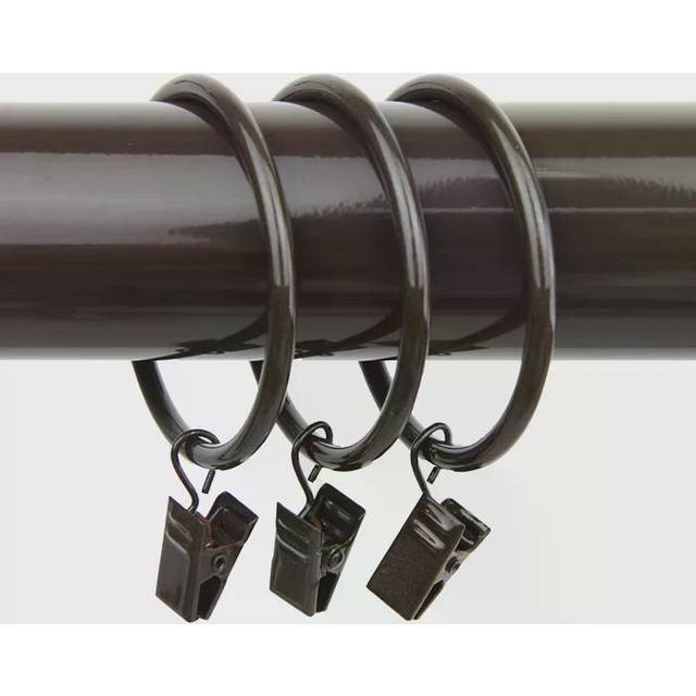Rod Desyne 2 inch Curtain Rings w/Clip, Cocoa