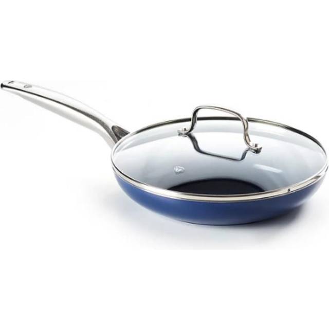"Blue Diamond Cookware 12"""" Frying Pan Skillet with Lid Diamond Infused Ceramic Healthy Nonstick  PFAS and PFOA-Free  Dishwasher Safe  Oven Safe  Even"