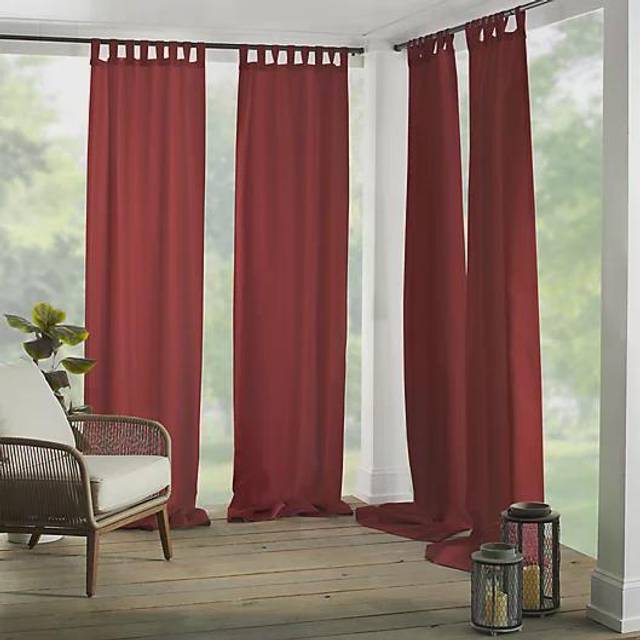 Elrene Home Fashions Matine Weatherproof Tab-Top Indoor/Outdoor Solid Color Curtain Panel for Porch  Pergola  Patio  Deck  52 W x 95 L  Mine