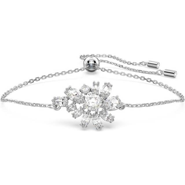 Swarovski Gema Silver Flower Pull Bracelet - Adjustable