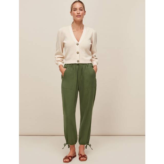 Womens Washed Tie Hem Trousers Plain - Black - 6