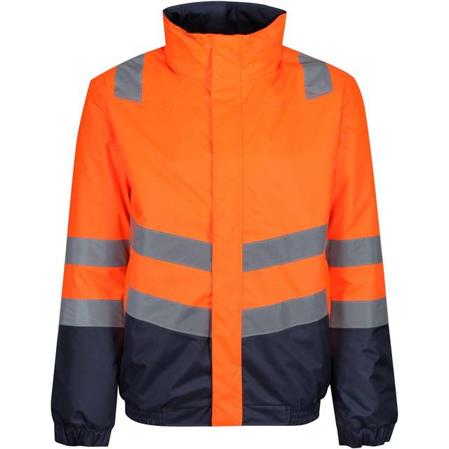 (L, Orange/Navy) Regatta Mens Bomber Waterproof Hi-Vis Jacket