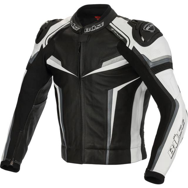 Büse Mille, leather jacket , color: Black/White/Grey , size: 54